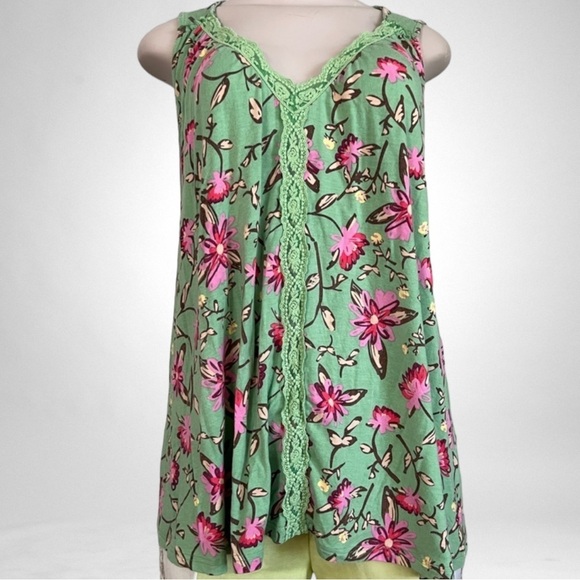 Matilda Jane Weekend Getaway Tank Top Green + Floral SZ M - Picture 2 of 6